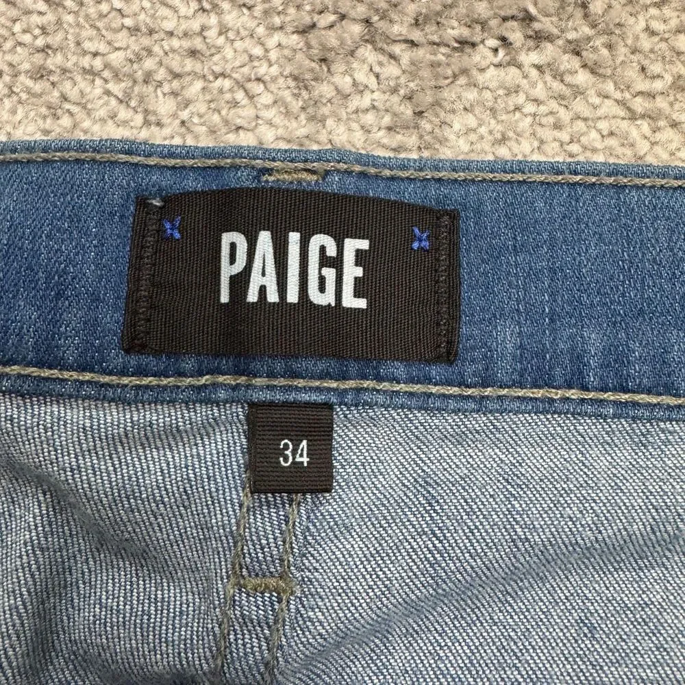 Paige Federal Hammonds Straight Slim Denim Jeans Men 34 Blue Medium Wash Stretch